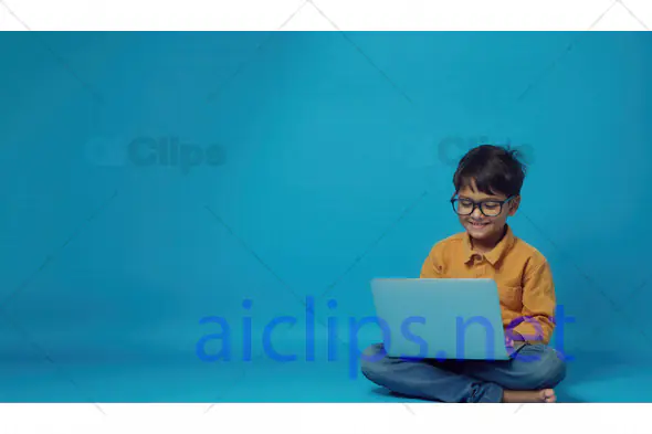 Smiling Boy Using Laptop