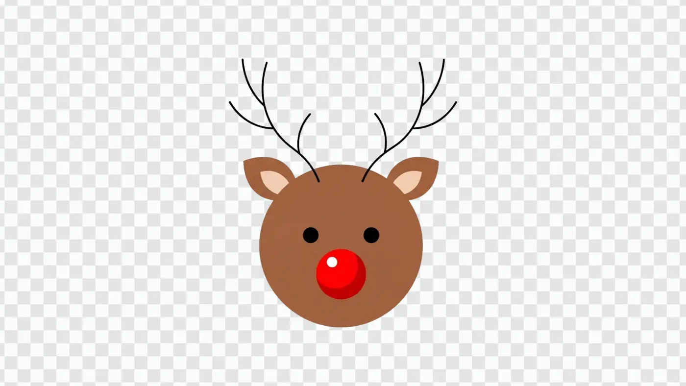 Cute Christmas Reindeer Rudolph Face Illustration PNG Clipart