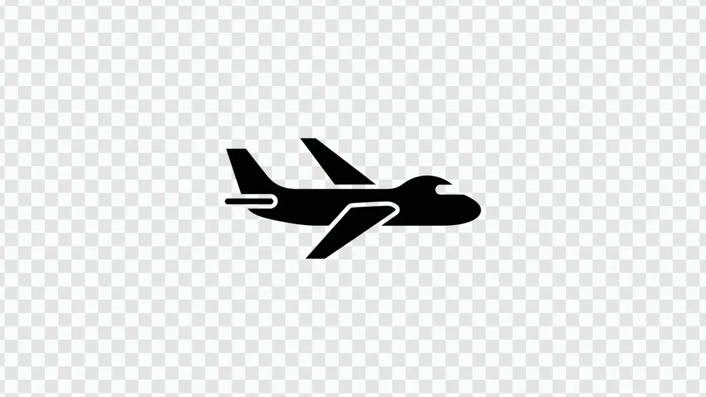 Black Airplane Icon In Flight Silhouette Vector PNG