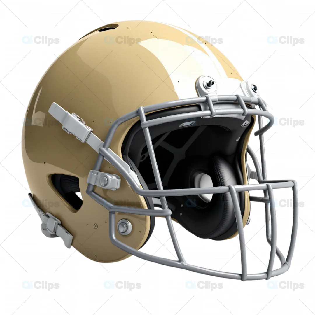 Gold 3D American Football Helmet