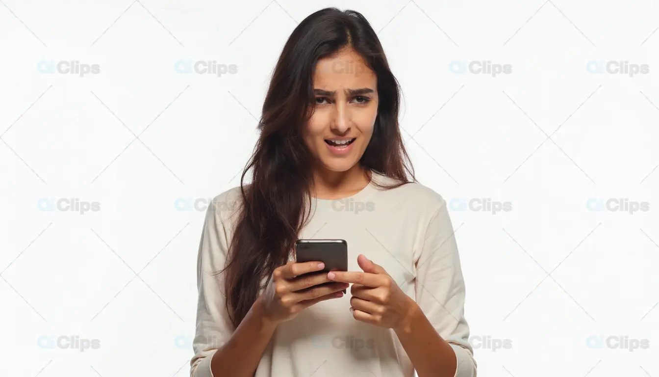 Woman Reacting to Smartphone