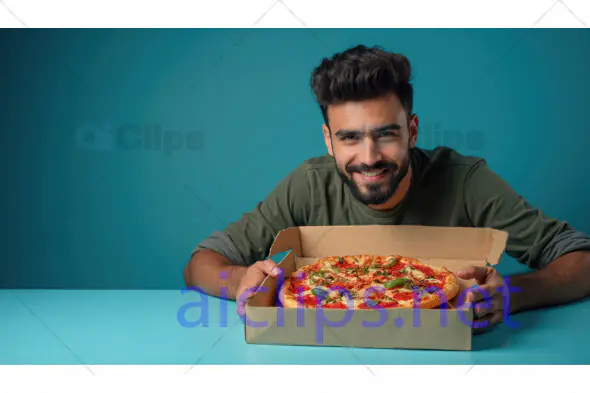 Happy Man with Pizza Box