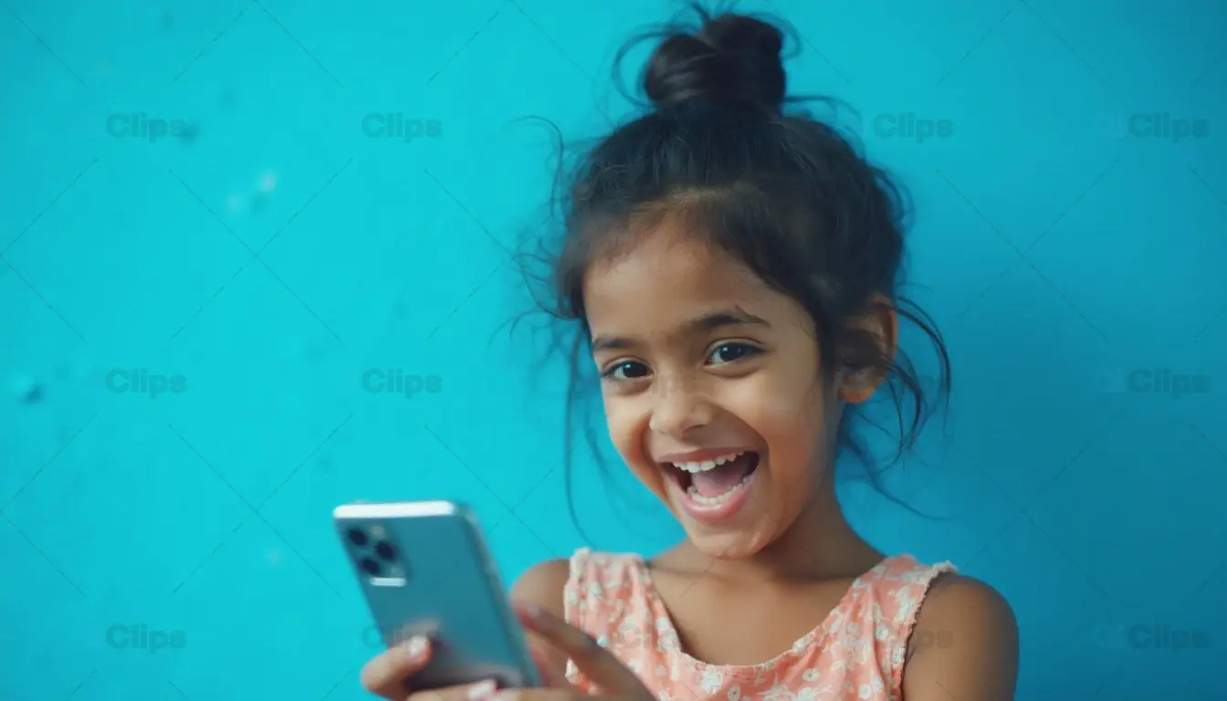 Happy Girl with Smartphone