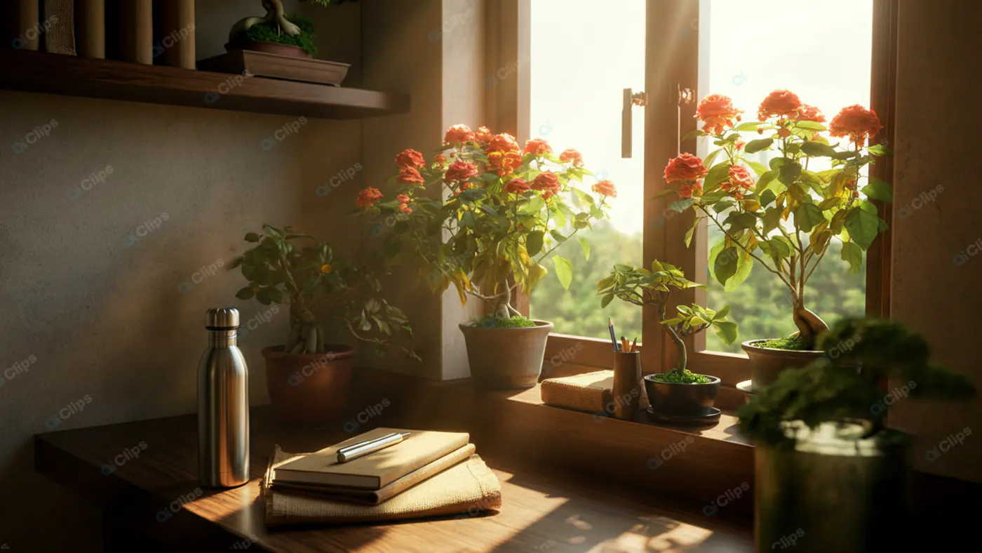 Sunlit Home Office Botanical Nook
