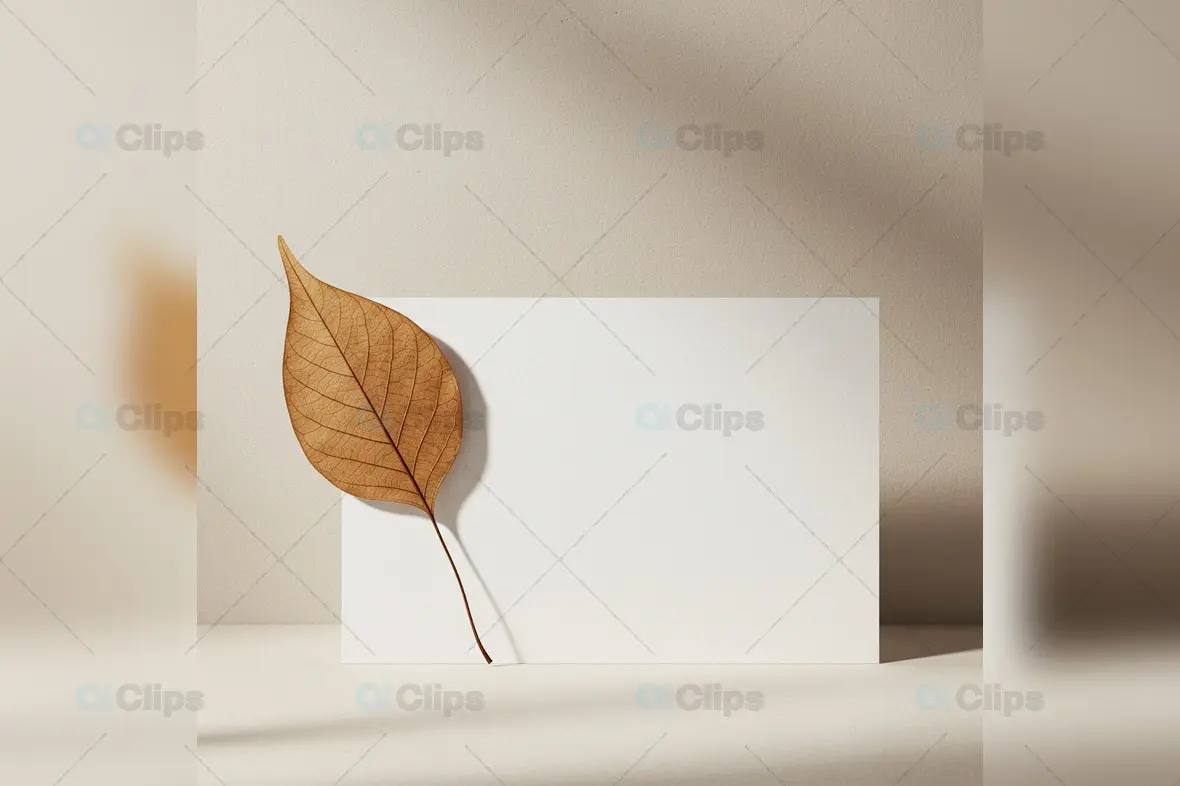 Minimalist Horizontal Card Mockup with Leaf Accent