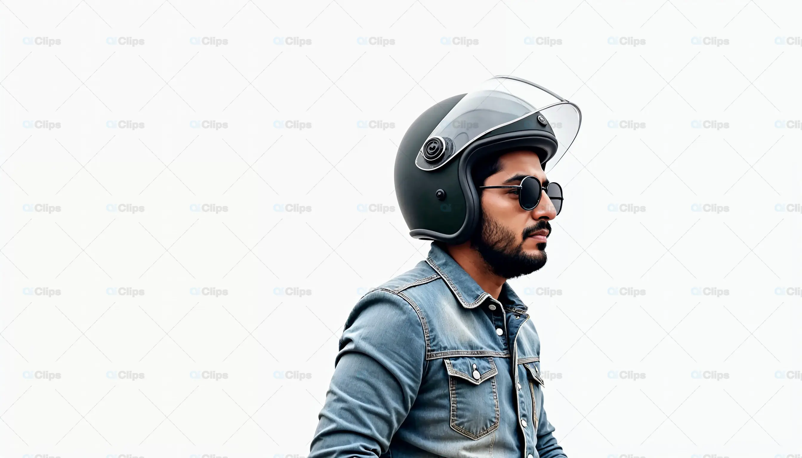 Man in Retro Helmet and Sunglasses