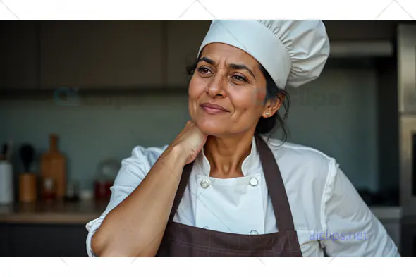 Thoughtful Female Chef in Kitchen