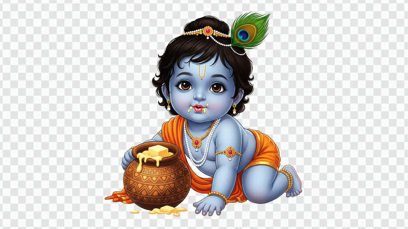 Baby Krishna with Butter Pot PNG Clipart