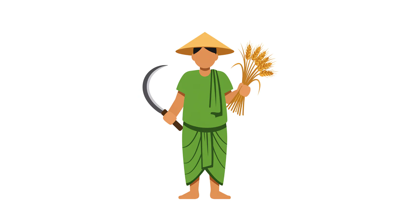 Asian Farmer Character Vector