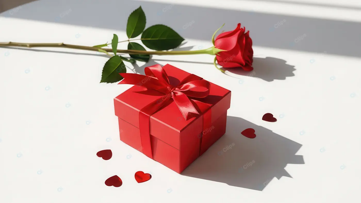 Elegant Red Gift Box and Rose for Special Occasions