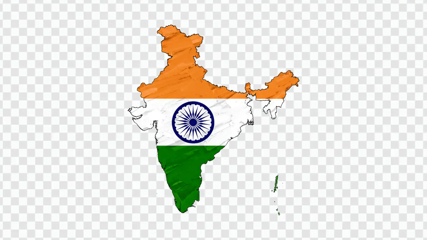 Indian Map with Tricolor Flag Design PNG