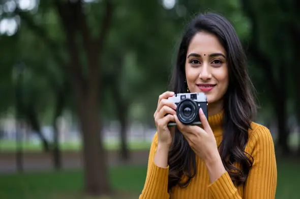 Vibrant Indian Photographer in Park