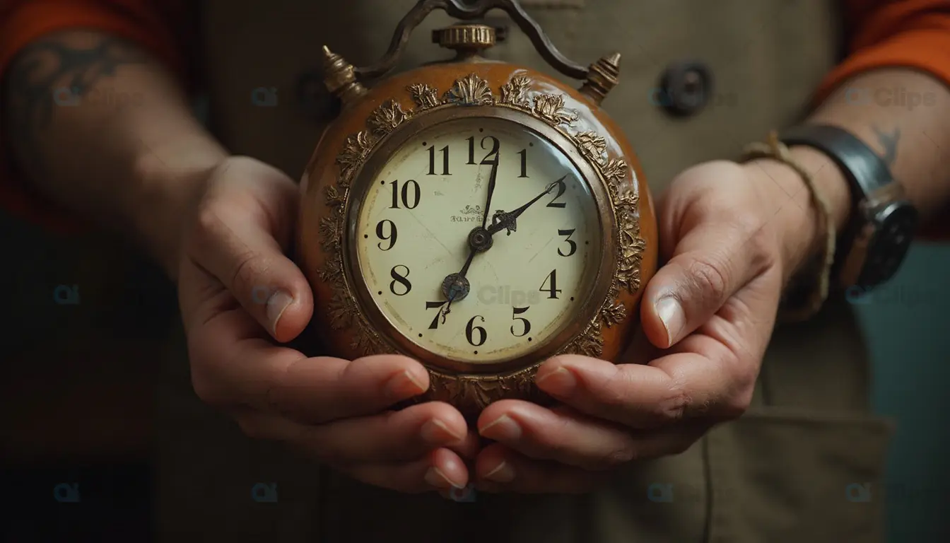 Antique Clock Held in Hands
