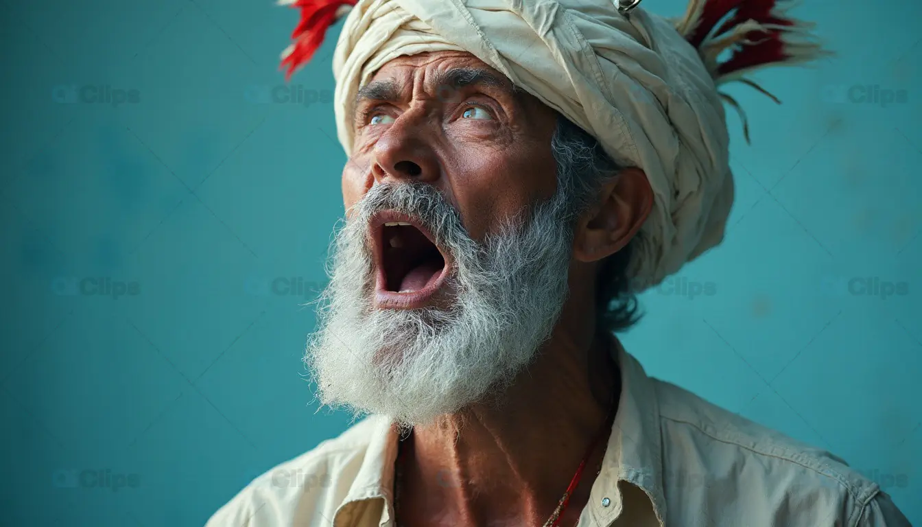 Surprised Elderly Man with Turban