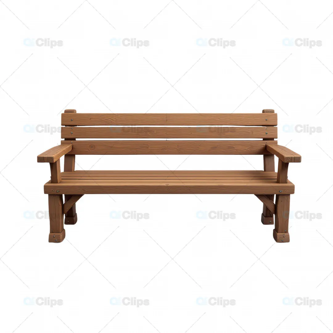 Realistic 3D Wooden Park Bench Model