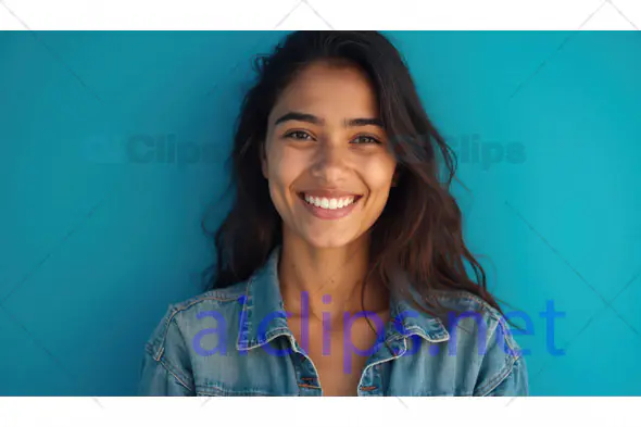 Smiling Woman in Denim Jacket