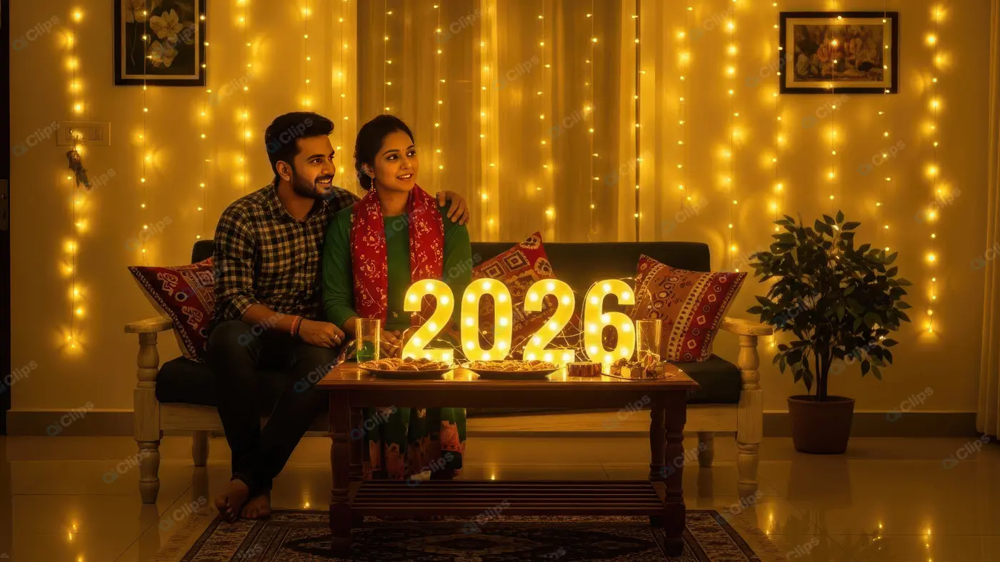 Indian Couple Welcoming The New Year