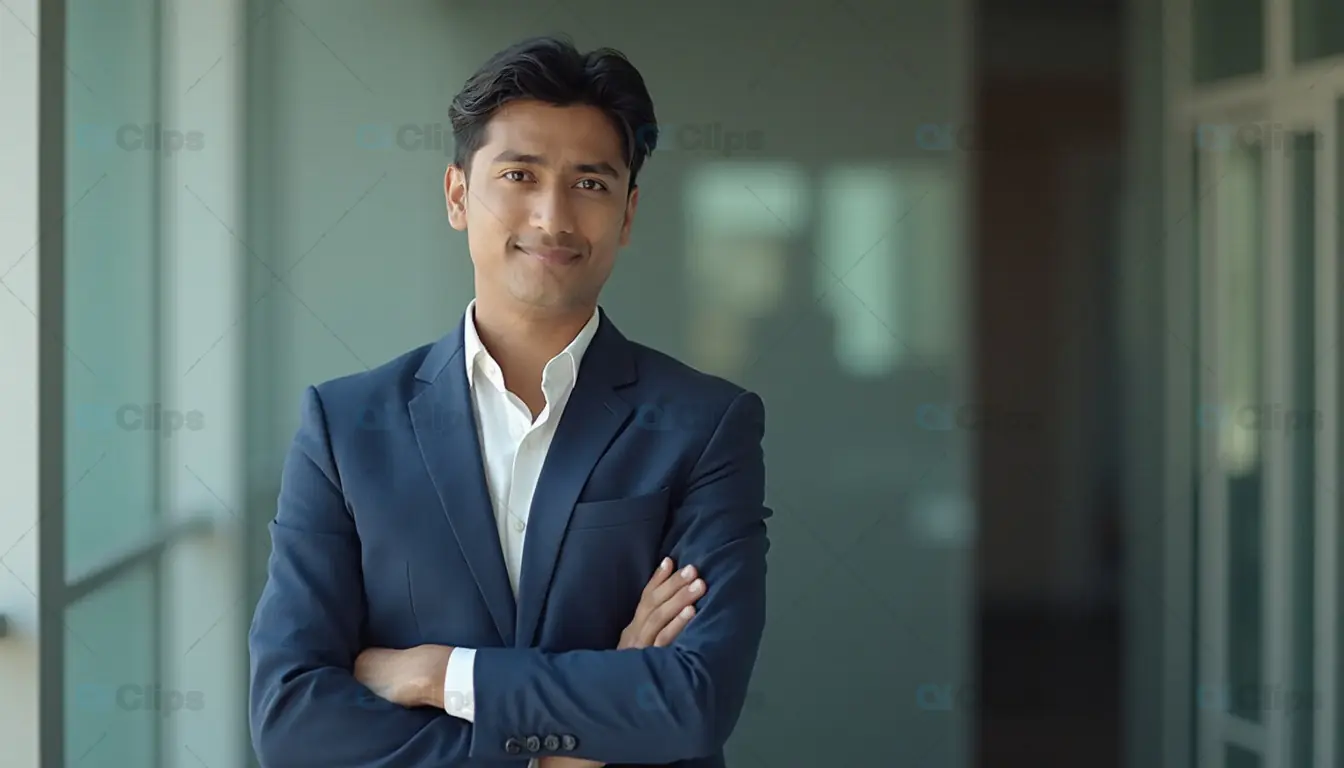 Confident Young Businessman in Office Setting