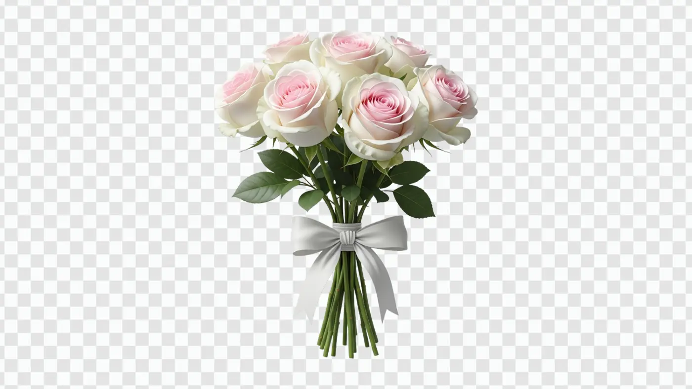 Photorealistic Pink and White Rose Bouquet Clipart PNG