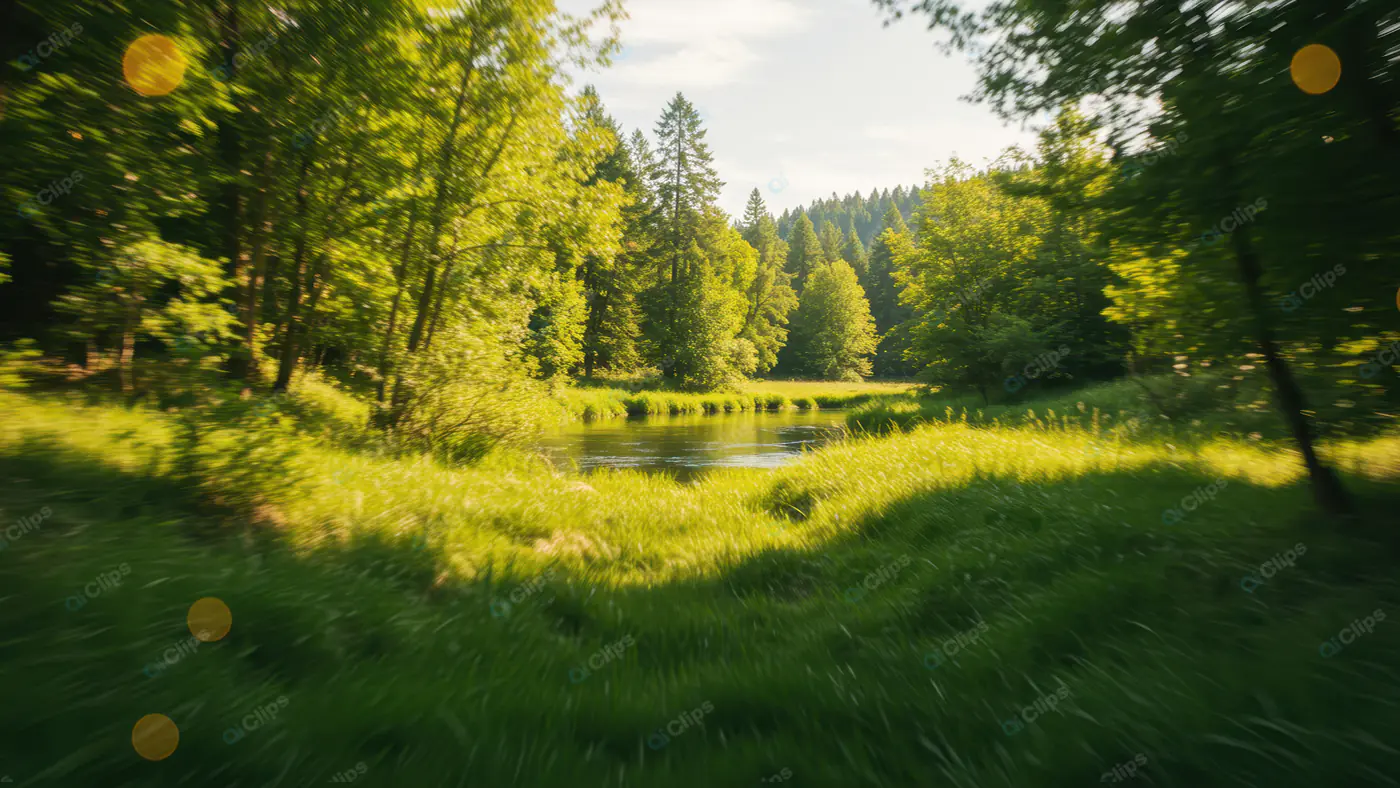 Sunlit Forest River Bend