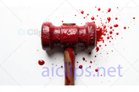 Red-Painted Gavel with Splattered Paint