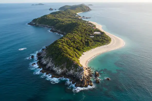 Pristine Tropical Island Paradise Aerial View