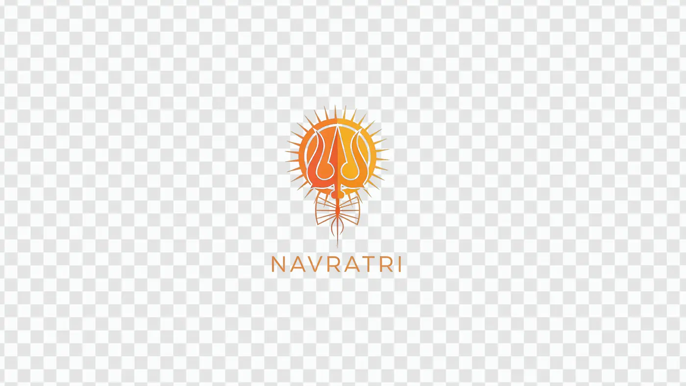 Radiant Trishul Navratri Symbol Orange Gradient PNG