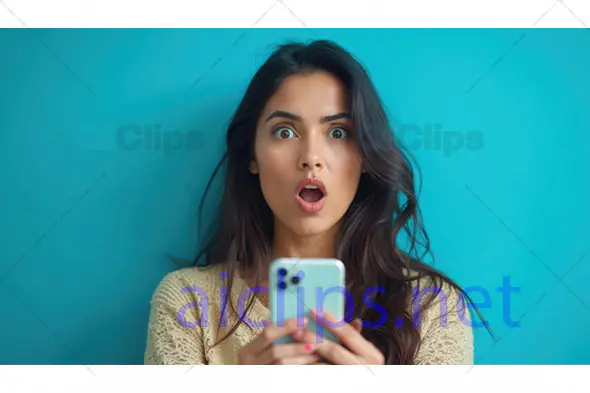 Shocked Woman Holding Smartphone