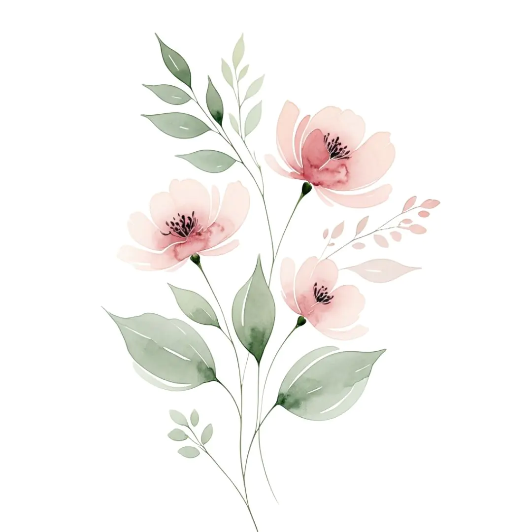Delicate Watercolor Blush Floral Arrangement PNG Clipart