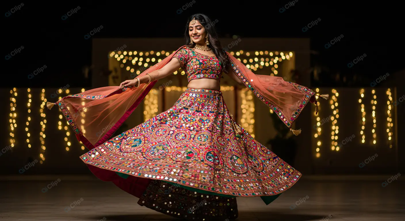 Twirling Bride in Vibrant Lehenga