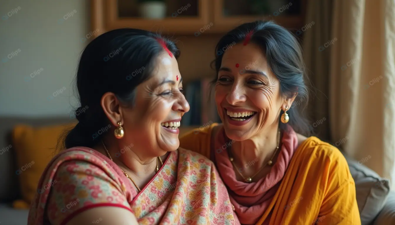 Joyful Friendship in Traditional Indian Attire