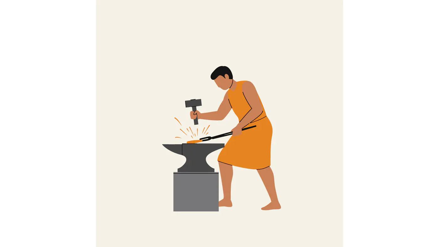 Blacksmith at Work Vector Graphic