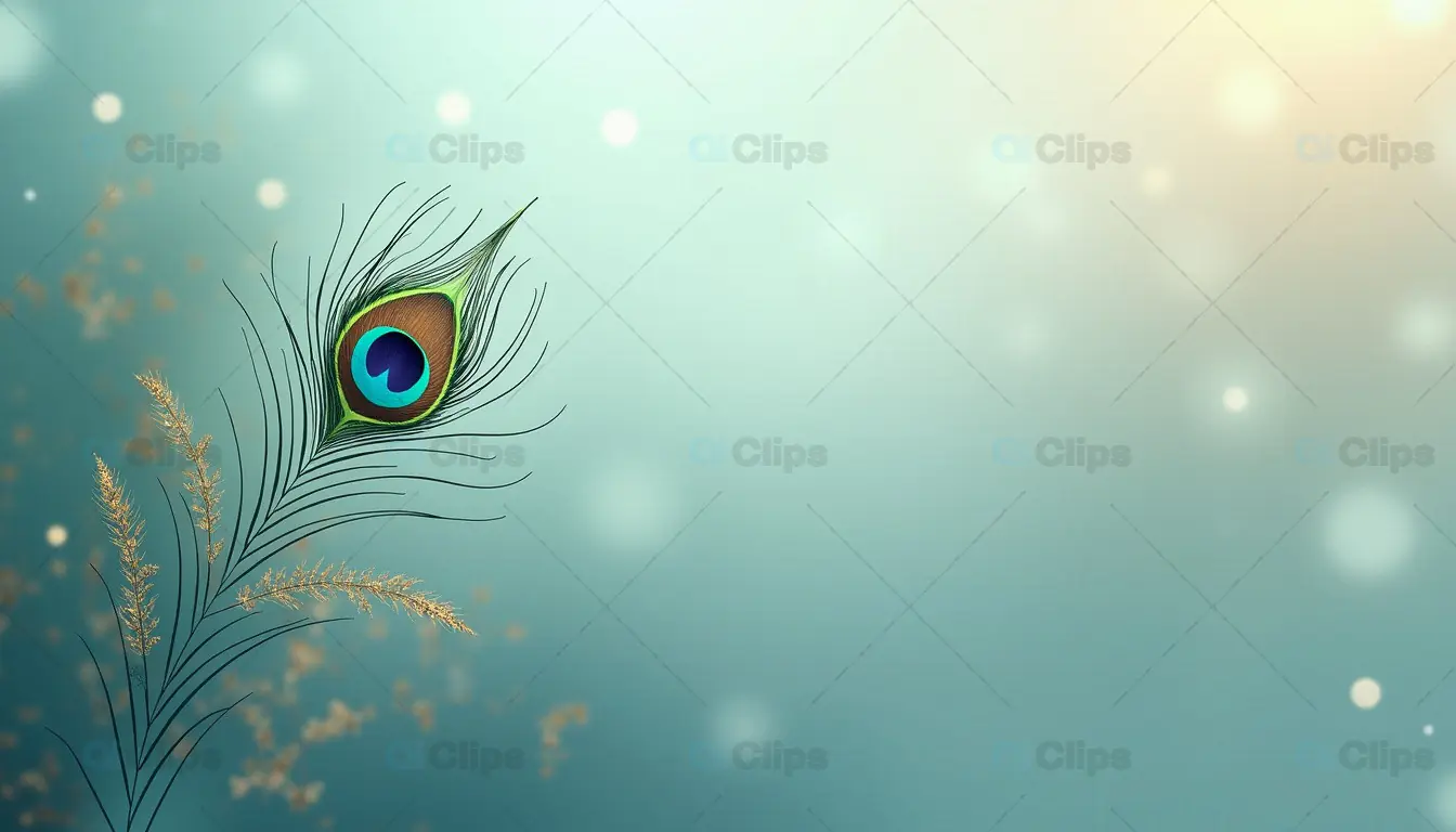 Peacock Feather on Serene Bokeh Background