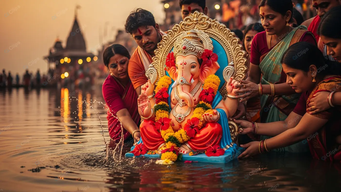 Ganesha Immersion Ritual at Dusk