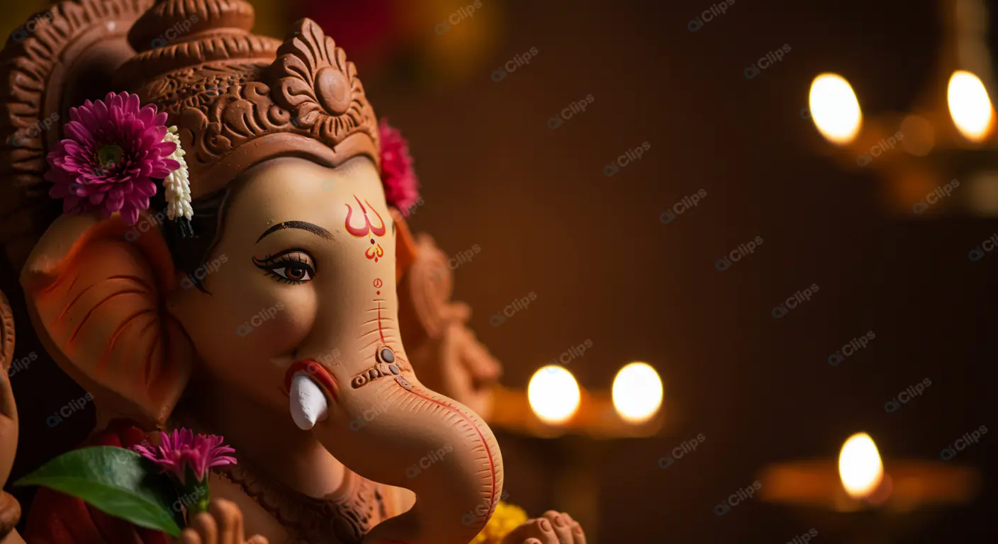 Ganesha Idol Illuminated