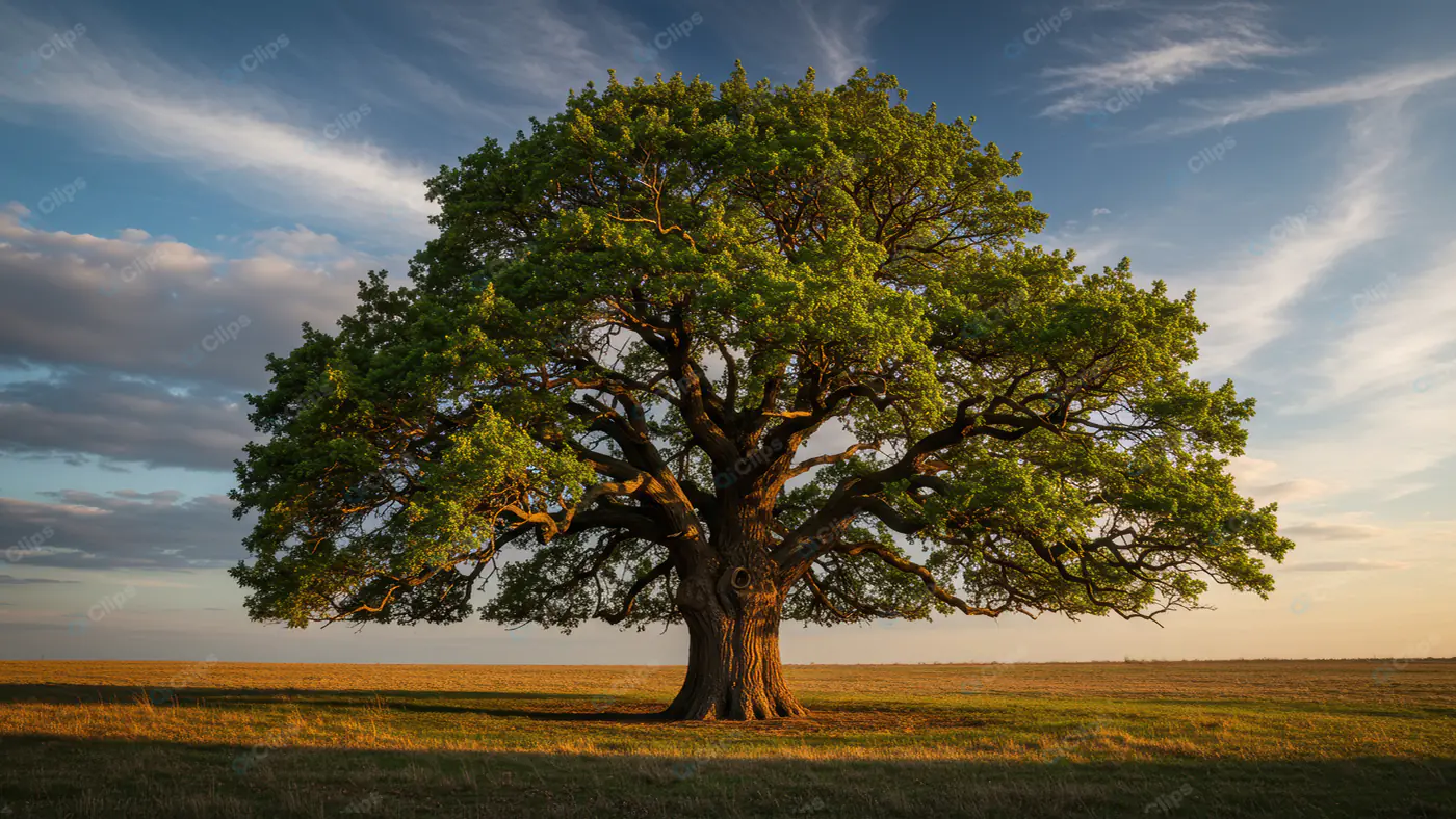 Majestic Oak in Golden Field