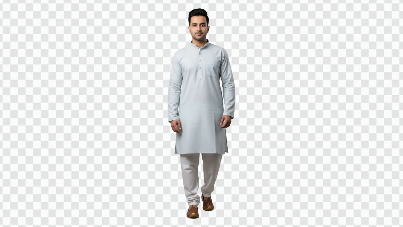 Confident Indian Man Walking in Kurta Pajama Clipart