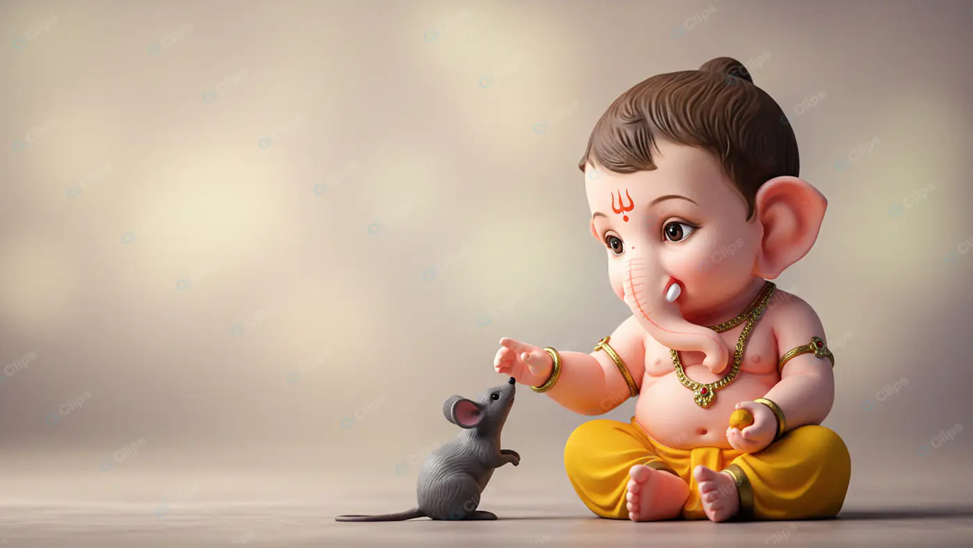 Playful Ganesha and Mouse Companion