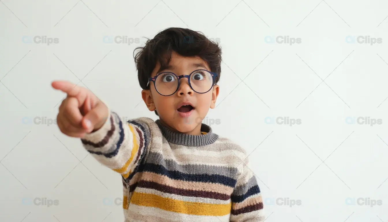 Surprised Boy Pointing Forward