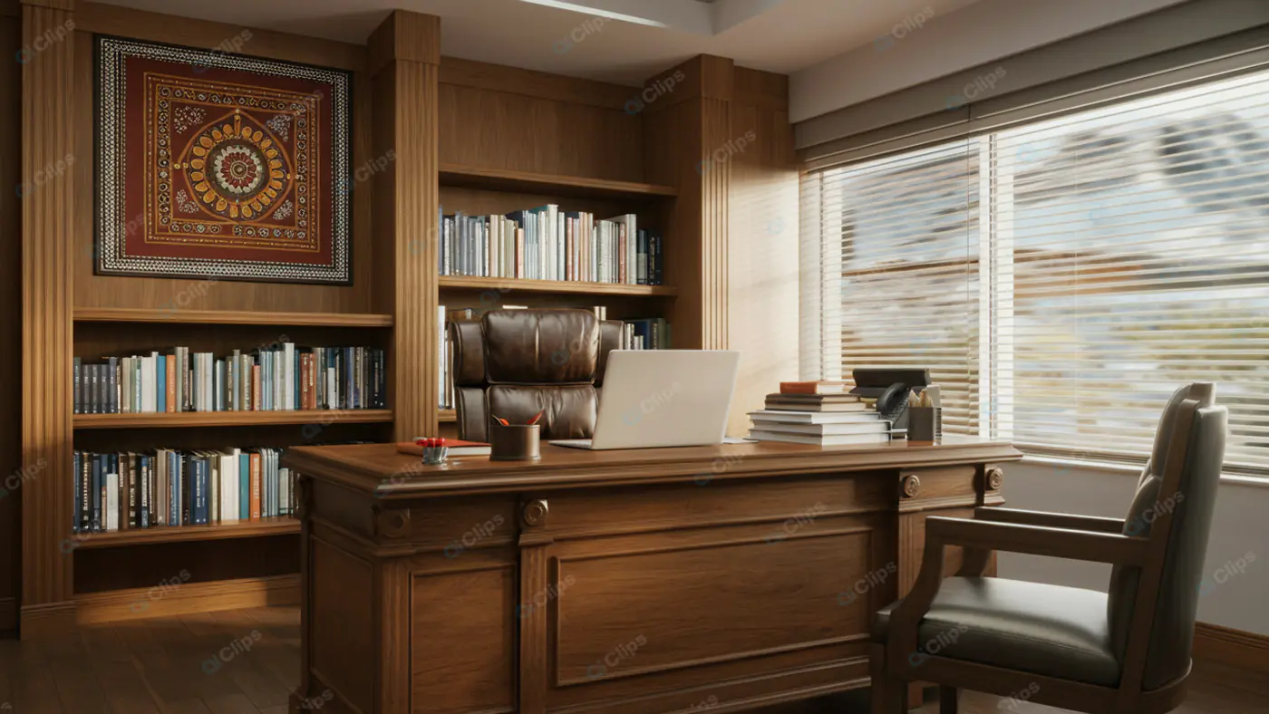 Opulent Executive Study with Indian Flair