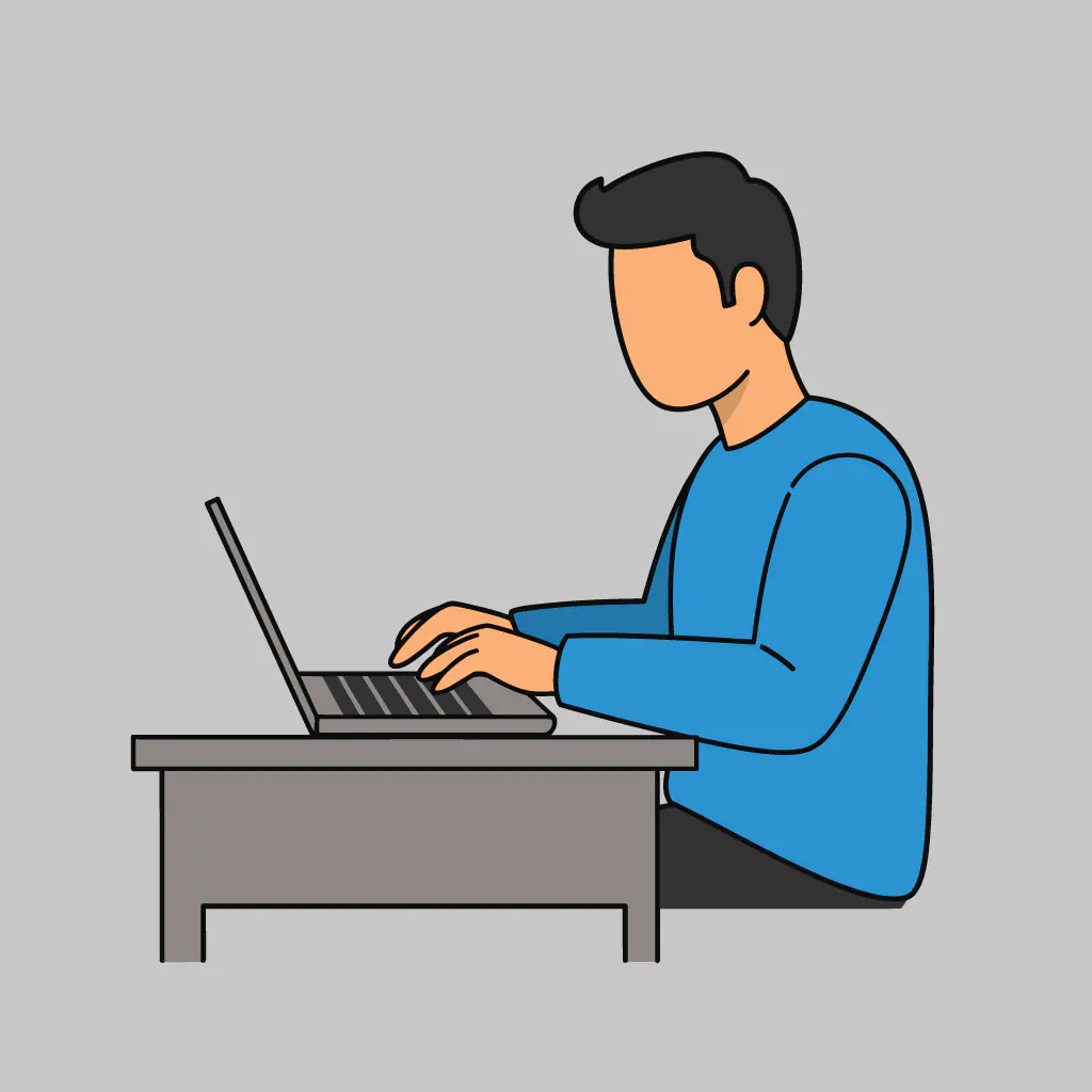 Man Working on Laptop Vector Illustration