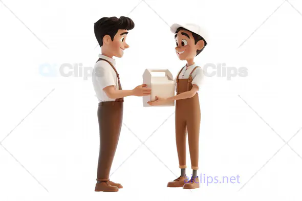 3D Farmers Avatar Exchanging Milk Box