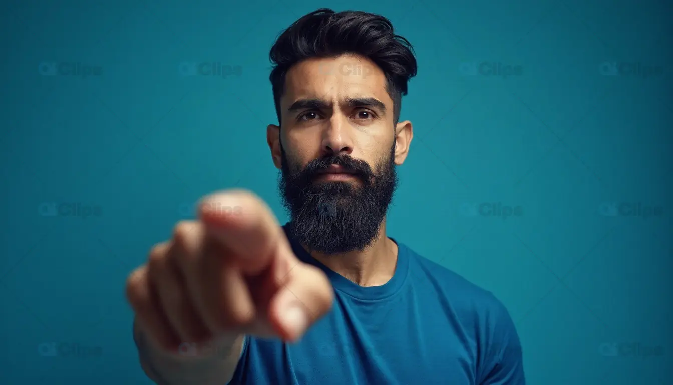 Serious Man Pointing Forward