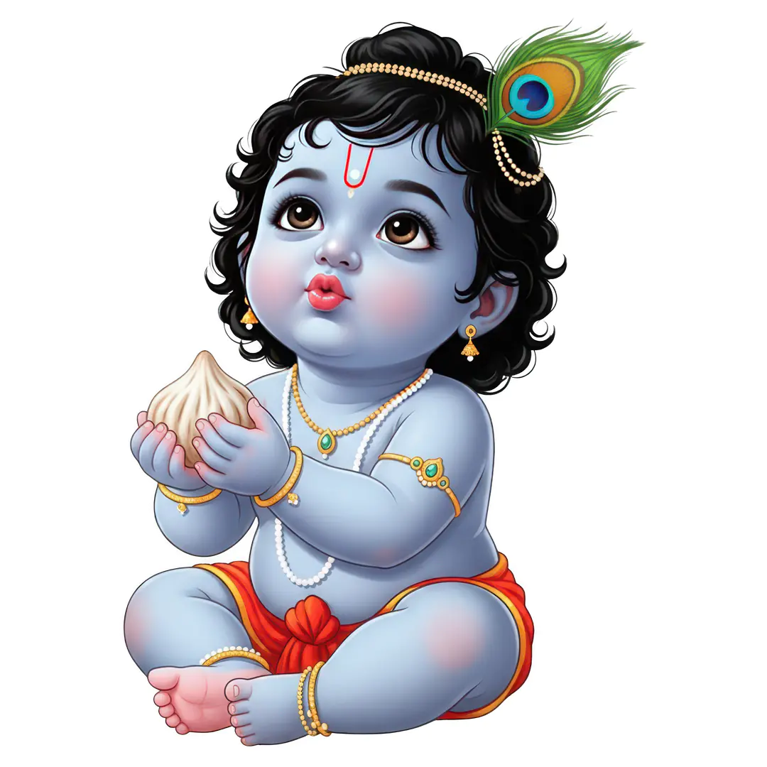 Baby Krishna with Peacock Feather PNG Clipart