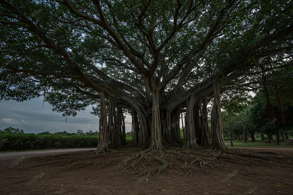 Majestic Banyan Tree at Dusk