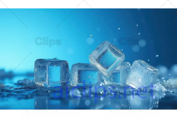Ice Cubes on Reflective Surface