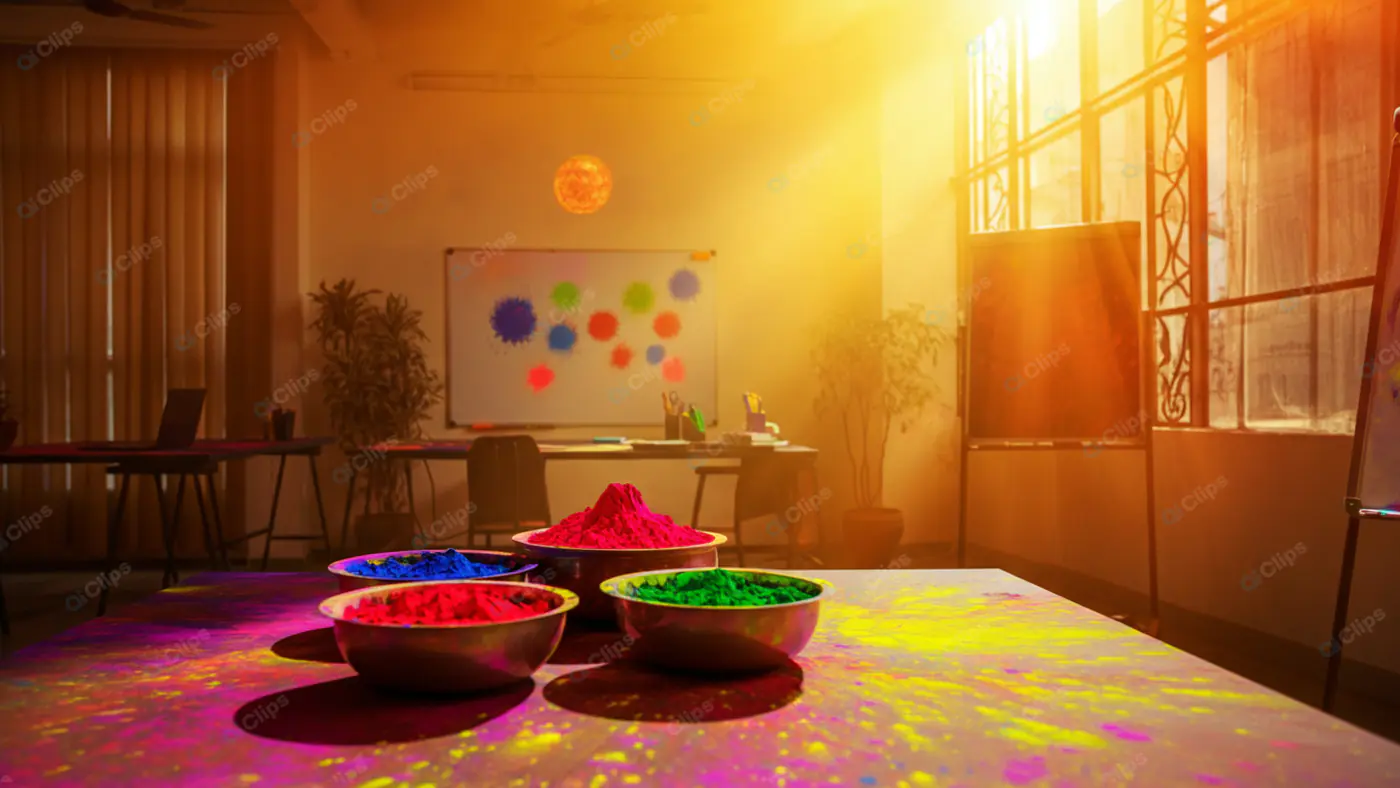 Vibrant Holi Color Festival Setup