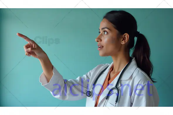 Female Doctor Pointing with Focus