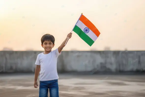 Young Patriot with Indian Flag