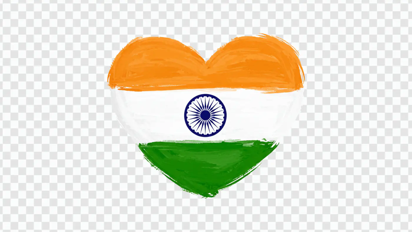 Patriotic Indian Flag Heart Shape PNG Clipart